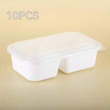 30个带盖食品储物盒，微波炉适用，单格午餐盒，可堆叠食品容器，适用于微波炉、洗碗机和冰箱（白色） - 彩色 - 查看 10