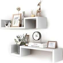 2 Piezas Repisas Flotantes,Estantes Flotantes de Pared, Que Se Pueden Ensamblar Libremente,Repisas Flotantes de Pared,Adecuado para Dormitorio, Sala de Estar, Estudio, Cocina, baño, etc.(‎Blanco) - Multicolor - Ver 8