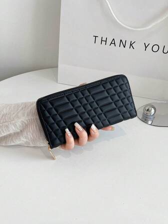 Modern unisex plånbok med flera kortplatser i PU-läder och bankkortshållare med dragkedja och myntväska