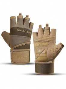 2只装举重健身手套，带腕带支撑，男女通用，全掌保护，适用于举重、训练、健身、悬垂、引体向上等运动 - 彩色 - 查看 15