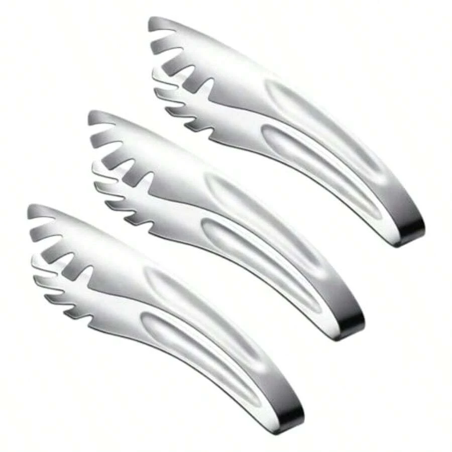 R's Pinzas De Cocina De Acero Inoxidable Paquete De 3 Pinzas Para Servir Espaguetis Ensaladas Y Más Diseño Ergonómico Anticorrosión Para Uso En Hogar Restaurantes Y Fiestas - Plateado - Ver 1