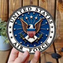 HELLOYOUNG USAF  Metal Sign Vintage Retro Tin Aluminum 8x8 Inch Round Wall Decor Americana Military Logo Home Bar Garage Man Cave - Multicolor - View 4