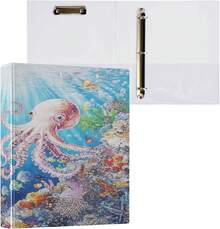 Carpeta de 1 y media pulgada, 3 carpetas universitarias anilladas para estudiantes con bolsillos, suministros de oficina, tapa dura, paquete de 1 tortuga - Multicolor15 - Ver 22