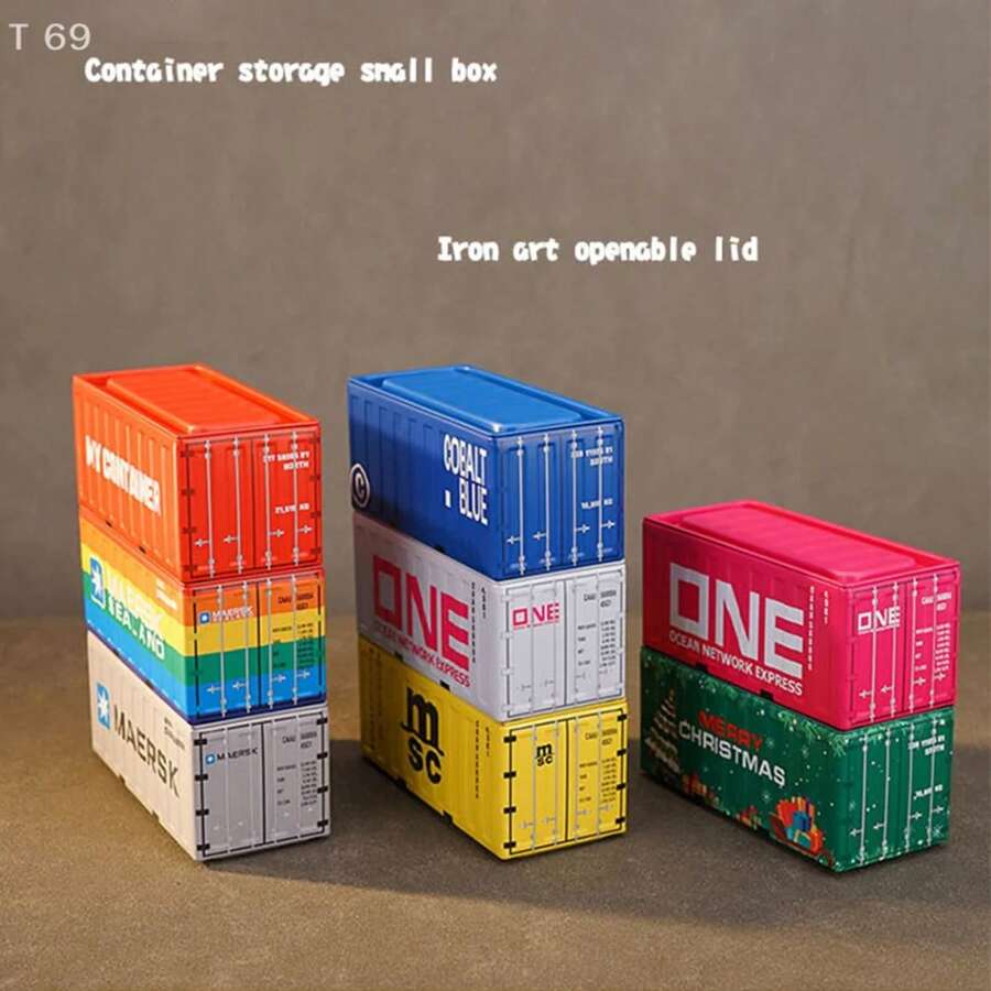 Organizador de escritorio de oficina, caja de almacenamiento de hierro multifuncional, decoración del hogar, contenedor de almacenamiento de hierro compacto, organizador de escritorio creativo - A1 - Ver 1