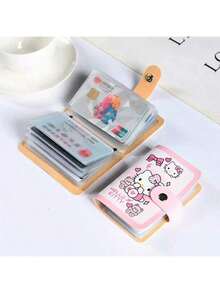 Sanrio Porta-cartões Hello Kitty em couro PU - Carteira organizadora de cartões - Fofa e compacta, ideal para uso diário, comporta cartões de transporte, cartões de crédito, presente perfeito para o Dia das Mães.