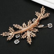 Clip de pelo con cristales de lujo con hoja y flor con cuentas, pasador de pelo elegante para moño lateral, accesorio de pelo para novia, pinzas de pelo, pasador de pelo, barretas de pelo - Plateado - Ver 5