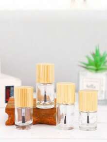 1pc 8ml Nail Polish Refillable Bottle With Bamboo Cap, Portable Nail Polish Gel Refill Container - Clear - View 4