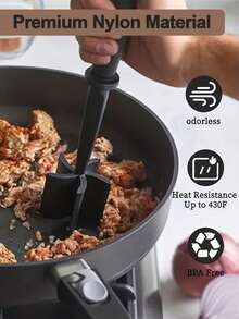 1pc Heat Resistant Rubber Meat Cutter - Manual Hamburger Slicer, Hamburger Patty, Turkey Patty And Other Ground Beef Cutter, Meat Grinder - Non-Electric Kitchen Utensils And Tools, 1pc Heavy Duty Nylon Meat And Potato Grinder, Non-Stick Rubber Material, Heat Resistant Up To 402°F (204°C) - Ideal For Cutting Meat, Grinding, Making Ground Beef - Multicolor - View 9