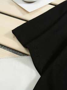 Camiseta de manga corta para hombre de verano, 100% poliéster, estilo versátil, ajuste amplio, peso 180 gramos, 1 pieza - Negro - Ver 3