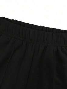 1 pièce Pantalon droit de sport décontracté et confortable pour jeune garçon, de couleur unie et simple - Noir - Voir 5
