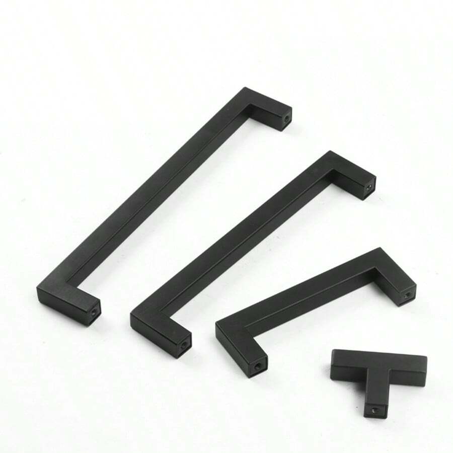 1pc Black Cabinet Handle, Matte Black T-Shaped And Square Stainless Steel Kitchen Cabinet Handles, Furniture Hardware, Door Knob Cupboard Wardrobe Drawer Pull, Cabinet Handles - Black - View 1