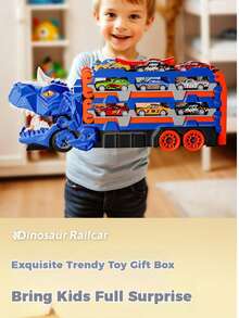Set Mainan Mobil Lintasan Transformasi Multifungsi: Mobil Dinosaurus Besar dengan Rampa Peluncur, Fungsi Menelan, dan Lintasan Transformasi, Termasuk 12 Mobil Mini Die-Cast, Lintasan Balap, Mobil Transformasi, dan Rampa Peluncur, Mainan Mobil Anak untuk Anak Laki-laki Usia 3+, Warna dan Gaya Mobil Acak, Cocok untuk Hadiah Natal, Kembali ke Sekolah, dan Paskah - Kendaraan pengangkut dinosaurus - View 11