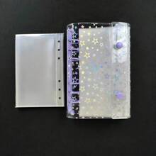 A6尺寸透明星光闪光便携式活页夹，透明贴纸，薄贴纸，照片收纳袋，相册计划本，笔记本办公用品。 - 彩色 - 查看 15