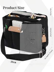 1 chiếc túi tote vải bố thời trang cỡ lớn - Màu đen! Thiết kế khóa kéo + nhiều ngăn bên hông, quai đeo vai bền chắc, siêu rộng rãi, dễ dàng đáp ứng nhu cầu mang theo laptop và sách vở của sinh viên. Quà tặng ngày Valentine, quà tặng tựu trường, hãy chuẩn bị trước! - màu đen - Xem 3