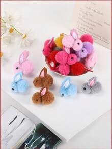 多件套毛绒兔子球猫玩具 - 柔软互动猫玩具球，无需电池，耐用毛绒材质，适合所有猫咪品种，猫咪咀嚼和玩耍玩具