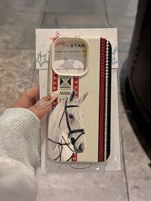 1pc White Floral White Horse Minimalist Full Coverage TPU Shockproof Phone Case Compatible With Apple 17, 16, 15, 14, 13, 12, 11 Pro Max, Air, And Series - Multicolor - View 2