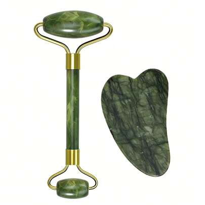Bộ lăn massage Gua Sha bằng ngọc bích tự nhiên, món quà yêu thương bản thân đầy màu sắc, dụng cụ massage mặt, mắt và cổ, dùng được cho cả nam và nữ, bảng lăn Gua Sha bằng ngọc bích, chăm sóc da mặt, cải thiện làn da - Làm đẹp & Chăm sóc da