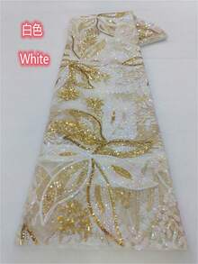 Vải lưới thêu cao cấp màu vàng bán chạy nhất của Pháp, pha chút xanh lá cây, chất liệu Nigeria và châu Phi, thích hợp cho tiệc cưới, kèm màu tím. - Nhiều màu - Xem 3