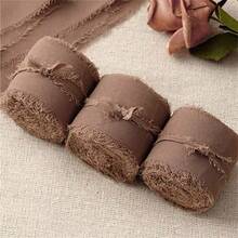 3 rollos de 4*500cm de cintas de tela de color café y rosa claro para envolver regalos y decoración - Tez café rosa claro 3 volúmenes - Ver 7