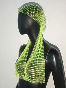 女士金色水钻渔网头巾，个性化发饰，适合日常佩戴、跳舞、婚礼、派对、活动、情人节等场合，也可作睡帽使用。 - 彩色 - 查看 18