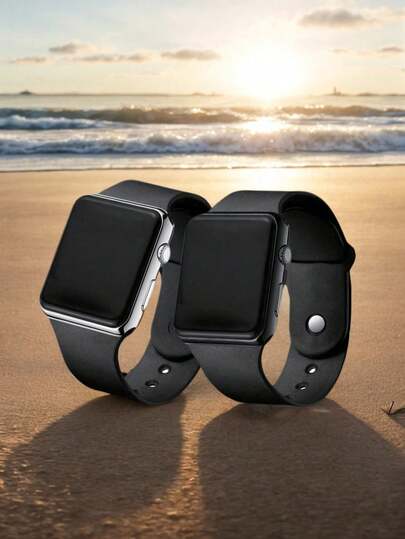 2 piezas Relojes electrónicos cuadrados con pantalla digital LED minimalista de moda, adecuados para adolescentes, parejas, estudiantes como regalo de cumpleaños/vacaciones, regalos de regreso a la escuela, fiestas y viajes. Excelente para la temporada de graduación, el Día de San Valentín, regalos para amigos y familiares