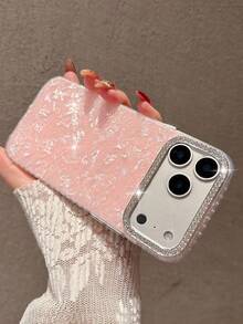 Luxury Rhinestone Glitter Bling Bling Pink Phone Case Compatible With IPhone 17 Pro Max/17 Pro/17 Air/17/16 Pro Max/16/16 Pro/16 Plus/15/15 Pro Max/15 Pro/15 Plus/11/12/13/14 Pro Max/11 Pro/11 Pro Max/12 Pro/12 Pro Max/13 Pro/13 Pro Max/7 Plus/14 Pro/14 Pro Max/14 Plus, Acrylic Hard Shell, Minimalist & Creative Design - Pink - Marble Shell Pattern - View 4