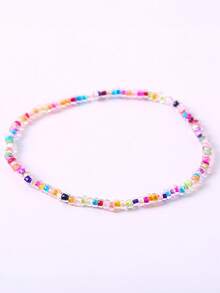 4pcs/Set Versatile Bohemian Style Beach Vacation Colorful Glass Beaded Elastic Anklet, Fashion Personalized Jewelry Gift Suitable For Daily Outfit, Perfect For Party And Holiday, Ideal Accessory For Women Casual And Vacation Wear, Mother's Day Gift - Multicolor - View 4