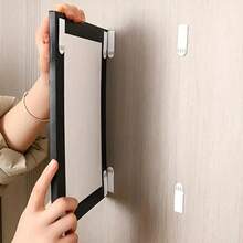 12pcs Picture Hanging Strips Heavy Duty Picture Hanging Kit, Nail-Free Sticky Tape, No-Drill Interlocking Hanging Strips, Double-Sided Removable Wall Hooks, Reusable Wall Fasteners, Heavy Duty Picture Hanging Strips, Sticky Mounting Tape - Multicolor - View 2