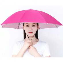 Paraguas portátil, sombrero a prueba de viento, cabeza de pesca, sombrilla, equipo de lluvia, paraguas plegable para exteriores, sombreros para cabeza de playa y acampada - Rosa Roja - Ver 13