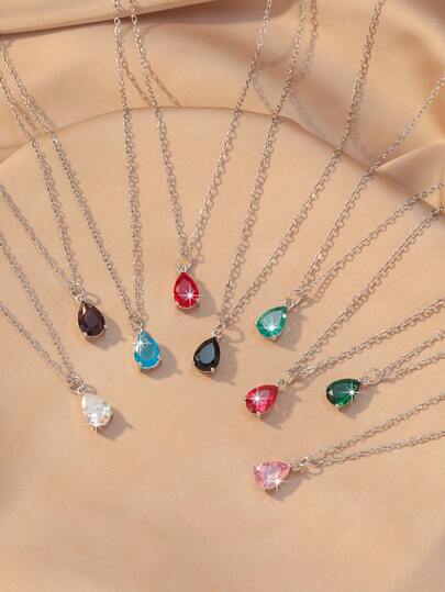1 Pièce Collier Pendentif En Acier Inoxydable En Forme De Goutte D'eau Simple Et À La Mode Pour Femmes, Accessoire Quotidien De Chaîne De Clavicule Assortie