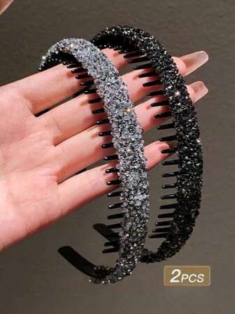 2条彩色水钻发箍，百搭女士款