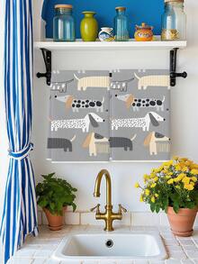 2Pcs Vintage Gray Dachshund Kitchen Towels - Soft Polyester, Hand & Tea Towel Set For Holiday Decor And Housewarming Gifts - Grey - View 3