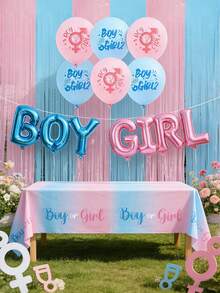 38pcs Gender Reveal Party Decorations Set - Blue & Pink Confetti Balloons, Streamers Backdrop Decor, Suitable For Gender Reveal Party Decoration - Multicolor - View 4