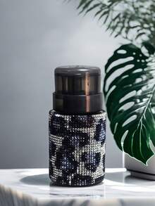 1pc 200ml Rhinestone Decorated Cosmetic Refillable Bottle, Suitable For Toner, Makeup Remover, Nail Polish Remover - Plastic Material, Independent Pump Bottle, No Electricity Required - Multicolor - View 3