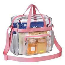 Transparent PVC Tote Bag Casual Shoulder Bag Sports Waterproof Beach,Clear Bag,Fashionable Transparent,Clear Waterproof Bag For Women,Perfect For Summer,Vacation & Beach,School Bag,Large Capacity,Waterproof,Lightweight,Portable, Tote Bags For School,College Essentials - 彩色 - 查看 12