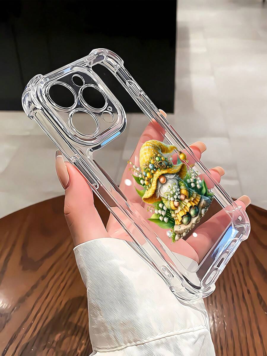 Funda para teléfono con espejo y temática de jardín de gnomos de lirio de los valles. También funciona como espejo y es compatible con 17, 16 Pro Max, 15 Pro Max, 13 y 12. Fabricada en TPU, garantiza protección contra golpes y caídas. Un regalo ideal para familiares, amigos, celebraciones navideñas, parejas y ocasiones especiales como Navidad, aniversarios o cumpleaños. - transparente - Ver 1
