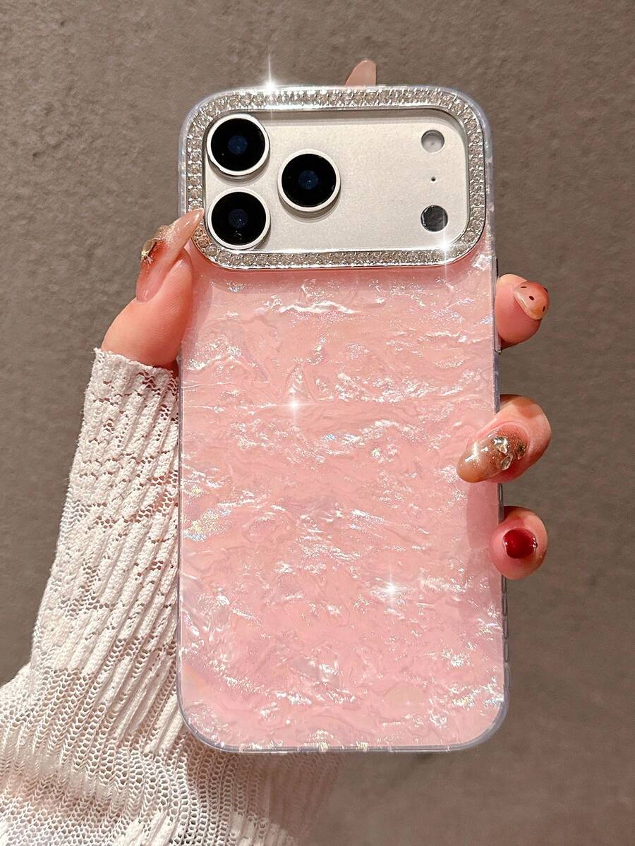 Luxury Rhinestone Glitter Bling Bling Pink Phone Case Compatible With IPhone 17 Pro Max/17 Pro/17 Air/17/16 Pro Max/16/16 Pro/16 Plus/15/15 Pro Max/15 Pro/15 Plus/11/12/13/14 Pro Max/11 Pro/11 Pro Max/12 Pro/12 Pro Max/13 Pro/13 Pro Max/7 Plus/14 Pro/14 Pro Max/14 Plus, Acrylic Hard Shell, Minimalist & Creative Design
