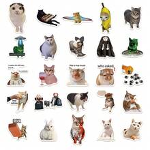 50pcs Cat Meme Collection Doodle Stickers, Cute & Funny Cat Decals For Motorcycle, Luggage, Decoration - Multicolor - View 5