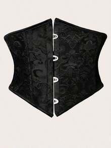 Women Lace-Up Waist Cincher Corset Vest - màu đen - Xem 6