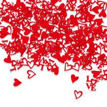 100pcs Red Heart + Gold Glitter LOVE Letter Confetti, Table Decor For Valentine's Day, Weddings & Parties, Romantic Proposal & Birthday Decoration Sprinkles - Multicolor - View 5