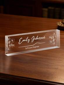 Placa de escritorio de acrílico personalizada con logotipo de la empresa - Placa decorativa de oficina personalizada, adecuada como regalo para el jefe o la empresa, bloque de vidrio acrílico transparente personalizado, regalo de oficina, regalo de agradecimiento para colegas, jefe, maestro/empleado, decoración de escritorio de oficina unisex, decoración de sala de estar - Multicolor - Ver 29