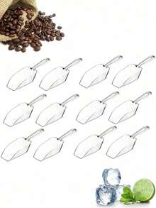 Plastic Shovel, Ice Shovel, Halloween Sugar Shovel, Grain Shovel, Sand Shovel, Tea Shovel, Mini Transparent Plastic Kitchen Spoon, Multi-Functional Small Ice Cream Scoop, Suitable For Wedding, Candy, Dessert, Buffet, Ice Cream, Protein Powder, Coffee, Tea, - White - View 5