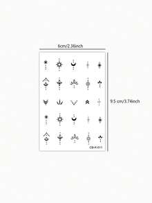 STARTTOOS Herbal Juice Semi-Permanent Tattoo Sticker Y2K Mini Star & Moon Small Pattern 7-14 Days Long-Lasting Waterproof Non-Fading Finger Ear Behind Shoulder Neck Collarbone Body Temporary Innovative Tattoo Sticker - Blue - View 4