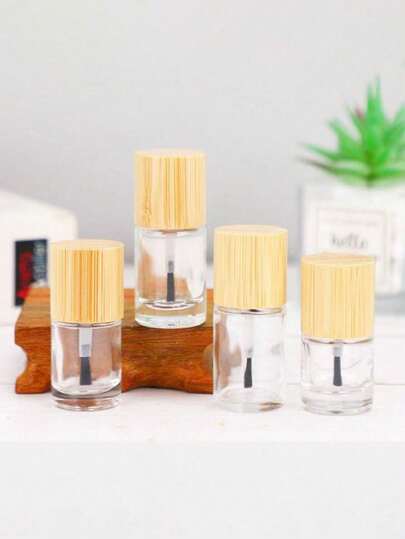 1 pieza Botella recargable de esmalte de uñas de 8ml con tapa de bambú, envase portátil para rellenar gel de esmalte de uñas