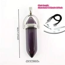 20pcs Random Natural Stone Hexagon Pillar Pendant, Amethyst Hexagon Pillar Shaped Pendant, And Double-Pointed Bullet Shaped Pendant. These Pendants Can Be Used To Make Yoga Stone Jewelry, As Well As To Create DIY Bracelets, Necklaces Or Earrings With Durable Leather Chains. - Multicolor - View 7
