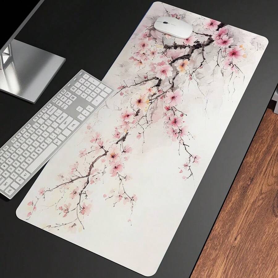 1 tấm lót chuột hình hoa anh đào, thảm trải bàn hoa hồng dễ thương, tấm lót chuột hình hoa anh đào cỡ lớn XXL, tấm lót bàn phím hoa xinh xắn, thảm trải bàn văn phòng dành cho nữ - Nhiều màu - Xem 1