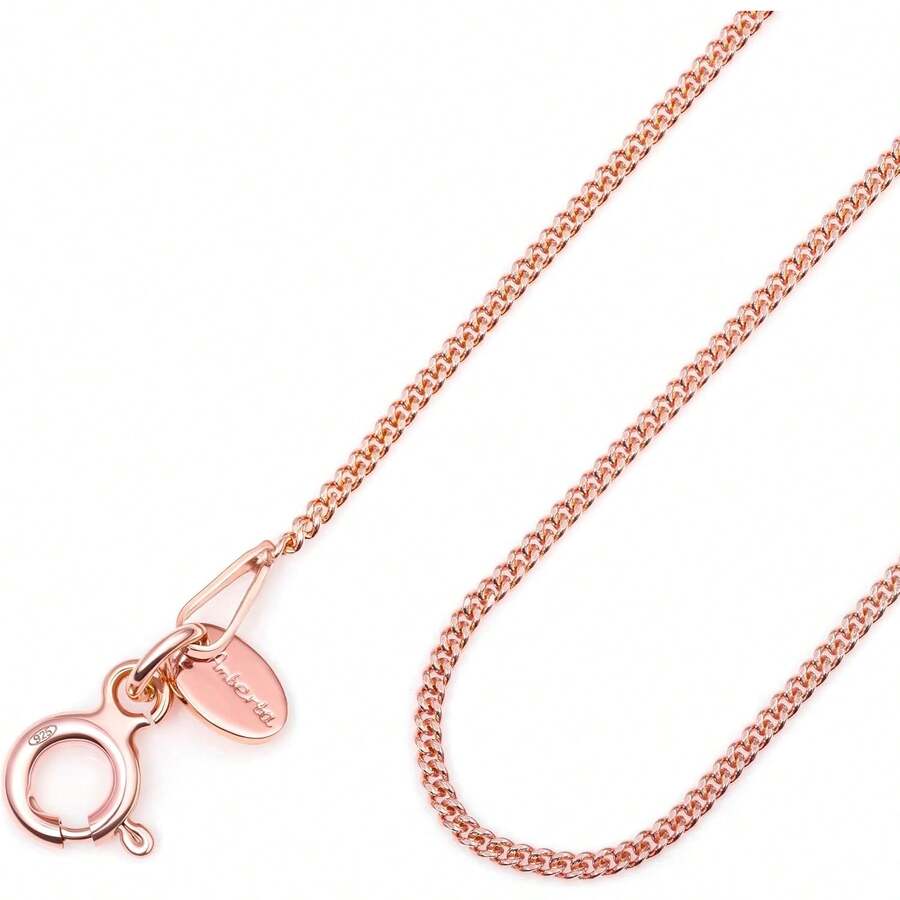 TendenciaAmberta Cadena Barbada Plata de Ley 925 Chapada en Oro Rosa 14k 1.3mmCalidad premium - 500 milímetros - Ver 1