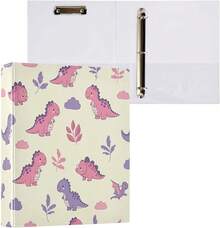 Carpeta de 3 anillos impresa de 1.5 pulgadas, carpeta de anillos en D con bolsillos, carpetas decorativas para la escuela universitaria u oficina, lindos dinosaurios de dibujos animados morados - talla únicax2 - Ver 7