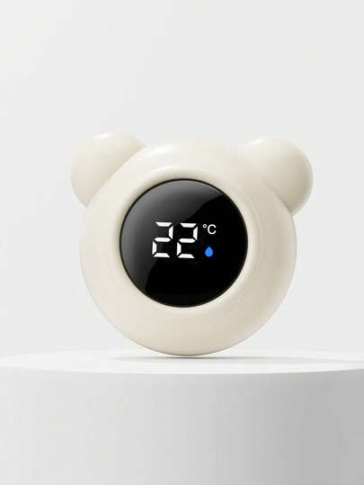 1pc Baby Black & White Bear Electronic Water Thermometer, Button Battery Operated, Suitable For Bathing Water Temperature Monitoring