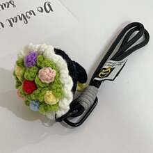 Crocheted Rose Flower Keychain, Delicate Realistic Rose Bouquet Keychain - Multicolor - View 11